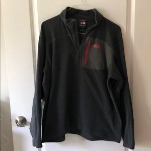 Men’s XL North Face fleece pullover. Dark gray/red